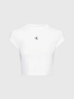 Calvin Klein T-shirt Slim Court Côtelé -Pas Cher Calvin Klein Magasin J20J222053 YAF alternate4