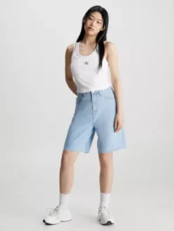 Calvin Klein Short Relaxed En Denim Taille Haute -Pas Cher Calvin Klein Magasin J20J222115 1AA alternate4