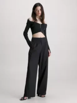 Calvin Klein Pantalon Ample Taille Haute -Pas Cher Calvin Klein Magasin J20J222133 BEH alternate3