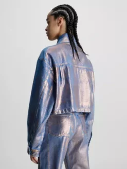 Calvin Klein Chemise Veste Courte En Jean Métallisé -Pas Cher Calvin Klein Magasin J20J222203 1A4 alternate1