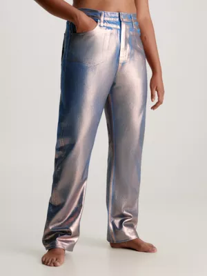 Calvin Klein Jean Droit Taille Haute Fini Métallisé 4 Calvin Klein Jean Droit Taille Haute Fini Métallisé – Image 2