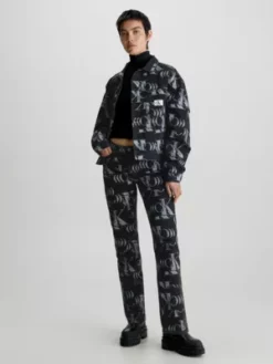 Calvin Klein Jean Droit Entièrement Imprimé De Logos -Pas Cher Calvin Klein Magasin J20J222213 1BY alternate4