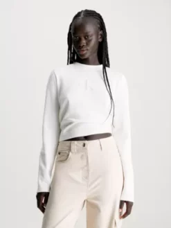 Calvin Klein T-shirt à Manches Longues En Coton Gaufré