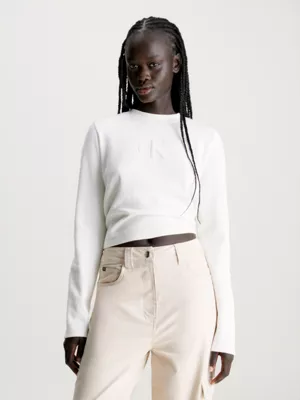 Calvin Klein T-shirt à Manches Longues En Coton Gaufré 3 Calvin Klein T-shirt à Manches Longues En Coton Gaufré