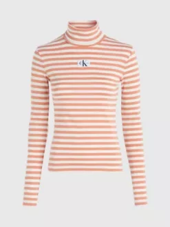 Calvin Klein Haut Rayé Et Ajusté à Col Roulé -Pas Cher Calvin Klein Magasin J20J222246 YBI alternate5