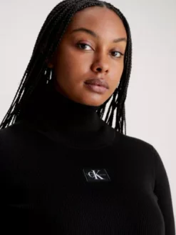 Calvin Klein Pull Grande Taille Côtelé à Col Roulé -Pas Cher Calvin Klein Magasin J20J222403 BEH alternate2