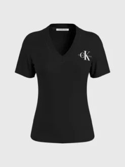 Calvin Klein T-shirt Grande Taille Avec Monogramme Et Col En V -Pas Cher Calvin Klein Magasin J20J222413 BEH alternate4