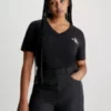 Calvin Klein T-shirt Grande Taille Avec Monogramme Et Col En V -Pas Cher Calvin Klein Magasin J20J222413 BEH main