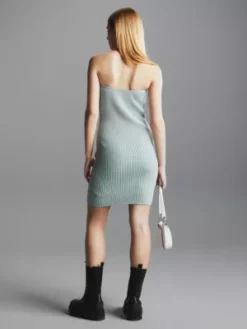 Calvin Klein Robe Sans Bretelles En Maille Côtelée Métallisée -Pas Cher Calvin Klein Magasin J20J222573 CAX alternate2