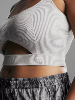 Calvin Klein Brassière En Maille Côtelée Métallisée 5 Calvin Klein Brassière En Maille Côtelée Métallisée – Image 3