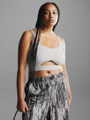 Calvin Klein Brassière En Maille Côtelée Métallisée 3 Calvin Klein Brassière En Maille Côtelée Métallisée