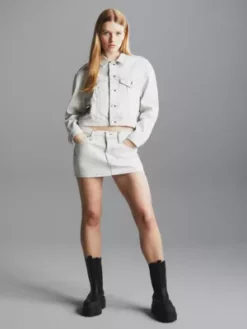 Calvin Klein Veste Courte En Jean Enduit -Pas Cher Calvin Klein Magasin J20J222647 1AA alternate4