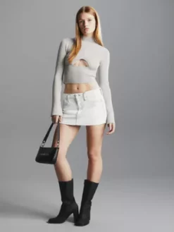 Calvin Klein Mini-jupe En Jean Enduit -Pas Cher Calvin Klein Magasin J20J222651 1AA alternate4