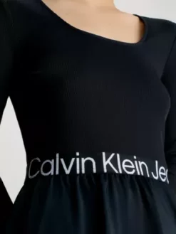 Calvin Klein Robe Patineuse Avec Logo Tape -Pas Cher Calvin Klein Magasin J20J222714 BEH alternate3