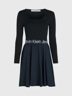 Calvin Klein Robe Patineuse Avec Logo Tape -Pas Cher Calvin Klein Magasin J20J222714 BEH alternate5