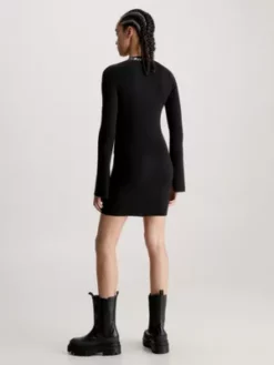 Calvin Klein Robe-pull à Col Avec Logo -Pas Cher Calvin Klein Magasin J20J222719 BEH alternate2