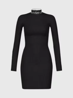 Calvin Klein Robe-pull à Col Avec Logo -Pas Cher Calvin Klein Magasin J20J222719 BEH alternate5