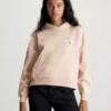 Calvin Klein Sweat-shirt à Capuche En Tissu éponge De Coton Avec Insigne -Pas Cher Calvin Klein Magasin J20J222732 ABJ main