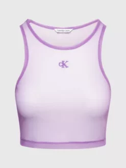 Calvin Klein Débardeur Court En Maille Transparente -Pas Cher Calvin Klein Magasin J20J223407 V0M alternate4