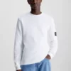 Calvin Klein T-shirt Slim à Manches Longues Avec Insigne -Pas Cher Calvin Klein Magasin J30J316610 YAF main