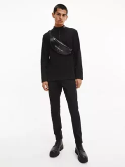 Calvin Klein T-shirt à Manches Longues Et Col Zippé -Pas Cher Calvin Klein Magasin J30J322464 BEH alternate2