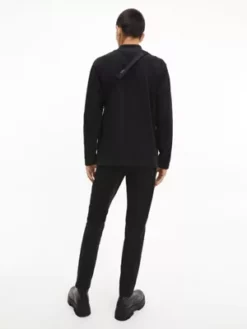 Calvin Klein T-shirt à Manches Longues Et Col Zippé -Pas Cher Calvin Klein Magasin J30J322464 BEH alternate3