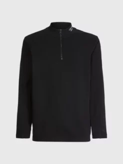 Calvin Klein T-shirt à Manches Longues Et Col Zippé -Pas Cher Calvin Klein Magasin J30J322464 BEH alternate5