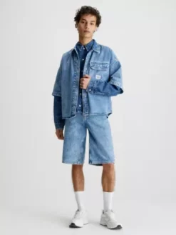 Calvin Klein Chemise Oversize à Manches Courtes En Denim -Pas Cher Calvin Klein Magasin J30J322775 1A4 alternate4