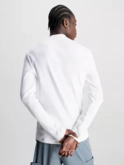 Calvin Klein T-shirt Côtelé Slim à Manches Longues -Pas Cher Calvin Klein Magasin J30J322839 YAF alternate2