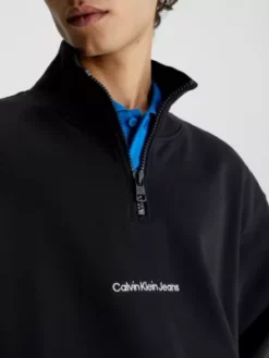 Calvin Klein Sweat-shirt Relaxed Avec Col Zippé -Pas Cher Calvin Klein Magasin J30J322890 BEH alternate3