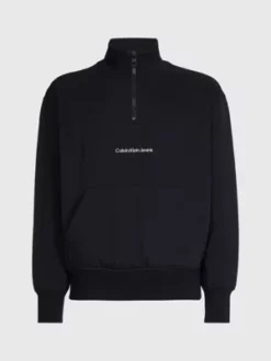 Calvin Klein Sweat-shirt Relaxed Avec Col Zippé -Pas Cher Calvin Klein Magasin J30J322890 BEH alternate5