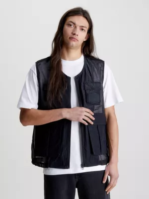 Calvin Klein Gilet Relaxed En Maille Et Nylon 3 Calvin Klein Gilet Relaxed En Maille Et Nylon
