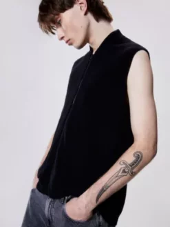 Calvin Klein Veste Sans Manches Relaxed Zippée En Laine -Pas Cher Calvin Klein Magasin J30J323054 BEH alternate3