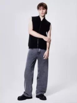 Calvin Klein Veste Sans Manches Relaxed Zippée En Laine -Pas Cher Calvin Klein Magasin J30J323054 BEH alternate4