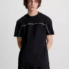 Calvin Klein T-shirt Avec Logo Tape -Pas Cher Calvin Klein Magasin J30J323253 BEH main
