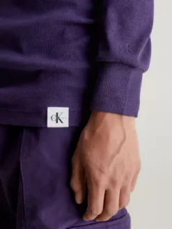 Calvin Klein T-shirt Slim Côtelé à Manches Longues -Pas Cher Calvin Klein Magasin J30J323481 VGS alternate2