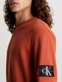 Calvin Klein T-shirt Slim Gaufré à Manches Longues -Pas Cher Calvin Klein Magasin J30J323485 GAN alternate2