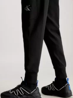 Calvin Klein Pantalon De Jogging Avec Insigne En Coton Gaufré -Pas Cher Calvin Klein Magasin J30J323510 BEH alternate3