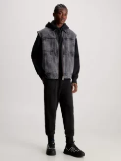 Calvin Klein Pantalon De Jogging Avec Insigne En Coton Gaufré -Pas Cher Calvin Klein Magasin J30J323510 BEH alternate4