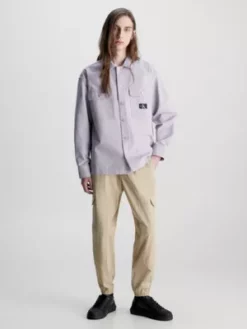 Calvin Klein Chemise Veste Utilitaire En Toile De Coton -Pas Cher Calvin Klein Magasin J30J323515 PC1 alternate4