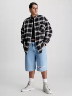 Calvin Klein Chemise Veste Oversize à Carreaux 14 Calvin Klein Chemise Veste Oversize à Carreaux -Pas Cher Calvin Klein Magasin J30J323570 YAF alternate4