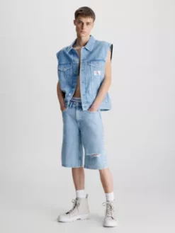 Calvin Klein Gilet Oversize En Jean -Pas Cher Calvin Klein Magasin J30J323572 1AA alternate4