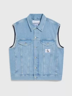 Calvin Klein Gilet Oversize En Jean -Pas Cher Calvin Klein Magasin J30J323572 1AA alternate5