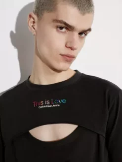 Calvin Klein T-shirt Slim Ajouré - Pride -Pas Cher Calvin Klein Magasin J30J323603 BEH alternate3