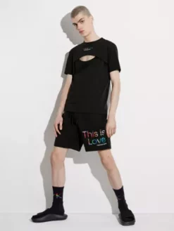 Calvin Klein T-shirt Slim Ajouré - Pride -Pas Cher Calvin Klein Magasin J30J323603 BEH alternate4