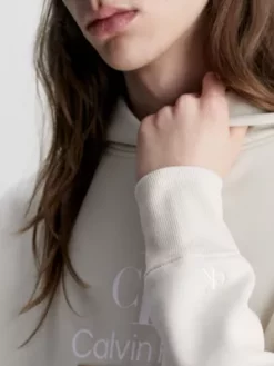 Calvin Klein Sweat à Capuche En Polaire De Coton Avec Logo -Pas Cher Calvin Klein Magasin J30J323762 ACF alternate3