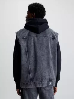 Calvin Klein Gilet Oversize En Jean Avec Fermeture éclair Sur Toute La Longueur -Pas Cher Calvin Klein Magasin J30J323960 1BZ alternate2
