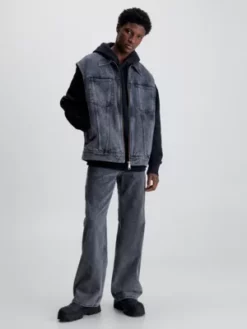 Calvin Klein Gilet Oversize En Jean Avec Fermeture éclair Sur Toute La Longueur -Pas Cher Calvin Klein Magasin J30J323960 1BZ alternate4