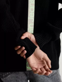 Calvin Klein Pull En Coton Avec Logo Tape -Pas Cher Calvin Klein Magasin J30J323974 BEH alternate2