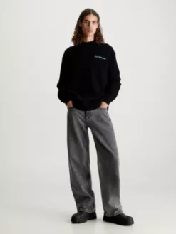 Calvin Klein Pull En Coton Avec Logo Tape -Pas Cher Calvin Klein Magasin J30J323974 BEH alternate3